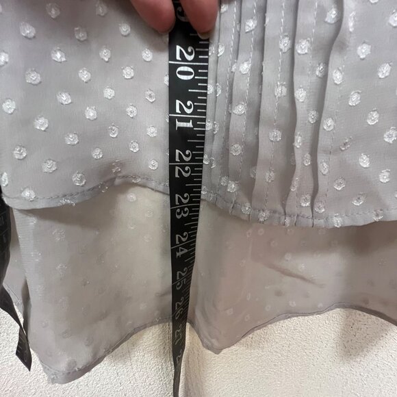 Daniel Rainn Womens Polkadot Gray Textured Sheer 3/4 Sleeve Blouse sz Large - Picture 12 of 12